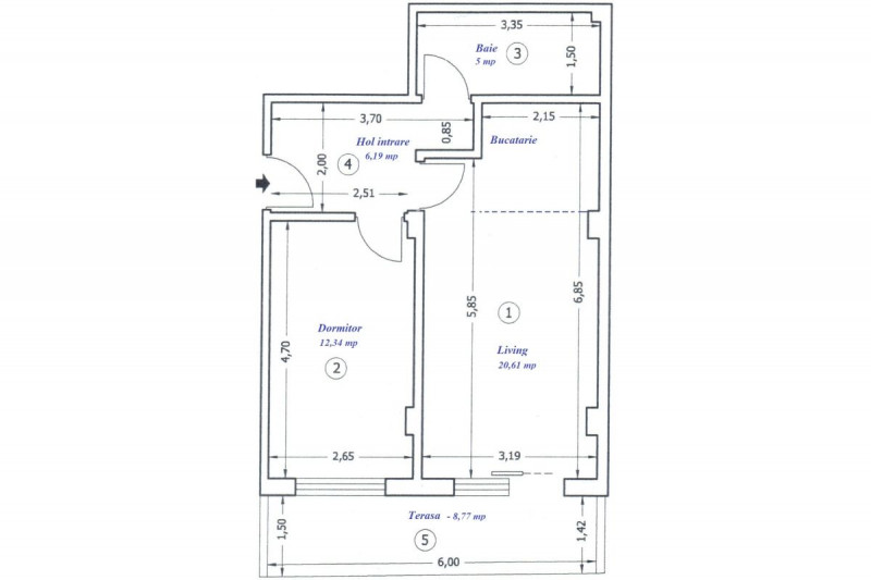 DAMAROAIA - FELDIOARA, APARTAMENT 2 CAMERE COCHET, CU TERASA DE 9 MP.