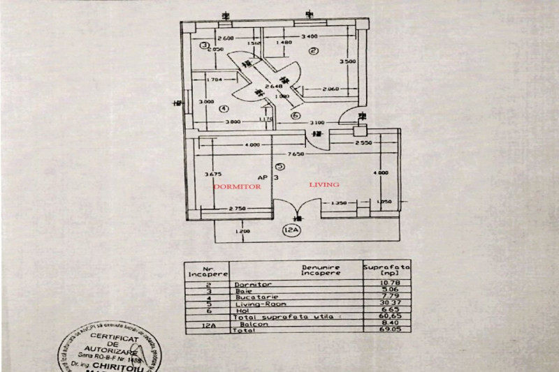 Dobroesti, apartament 3 camere, igienizat, et.1, 69 mp.