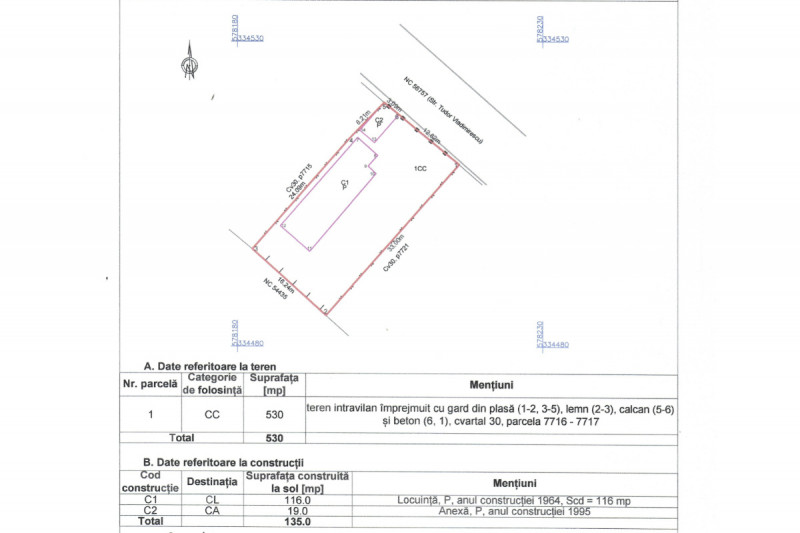 Chitila – T. Vladimirescu, casa individuala 4 camere, lot 530 mp.