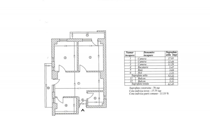 Sos. Chitilei – Triumfului, Apartament 3 camere, 61 mp. 